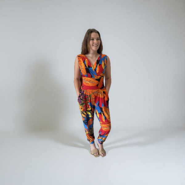 Claire Jumpsuit Orange leaf print #2
