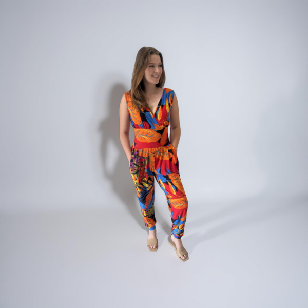 Claire Jumpsuit Orange leaf print #2